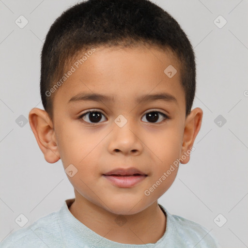 Neutral white child male with short  brown hair and brown eyes