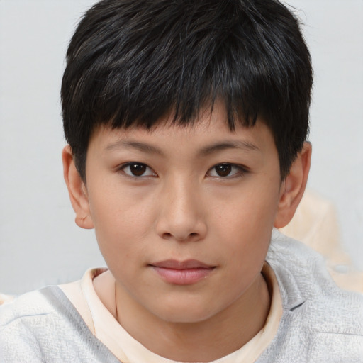Neutral asian child female with short  brown hair and brown eyes