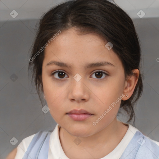 Neutral white child female with medium  brown hair and brown eyes