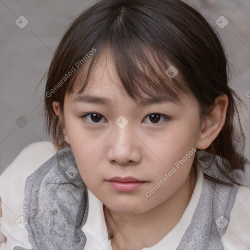 Neutral white child female with medium  brown hair and brown eyes