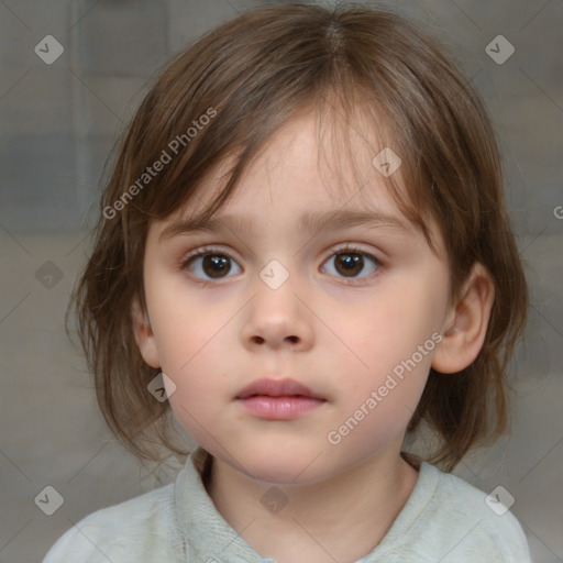 Neutral white child female with medium  brown hair and brown eyes