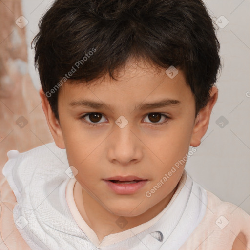 Neutral white child female with short  brown hair and brown eyes