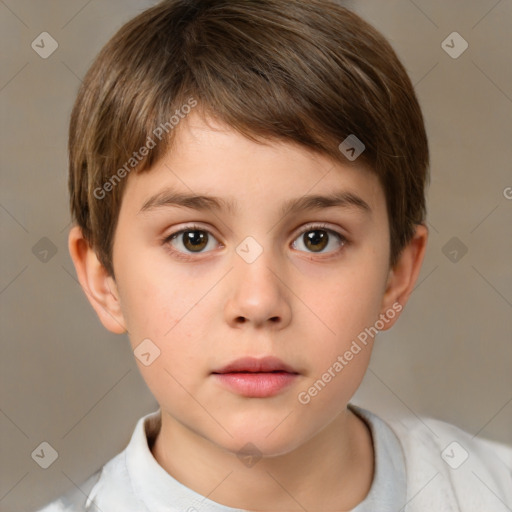 Neutral white child male with short  brown hair and brown eyes