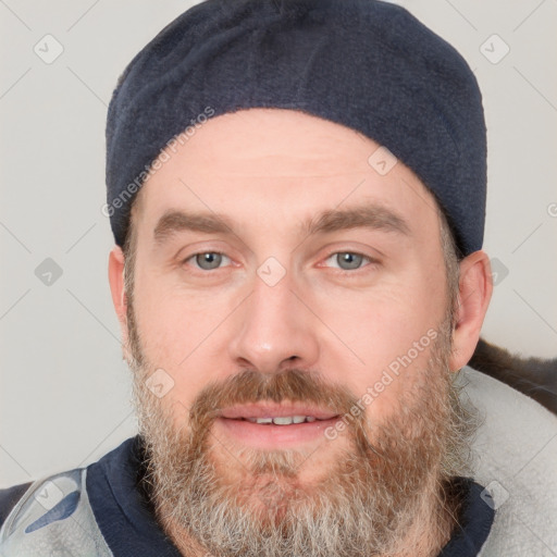 Neutral white young-adult male with short  brown hair and grey eyes