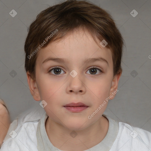 Neutral white child female with short  brown hair and brown eyes