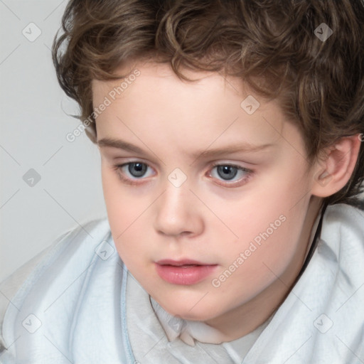 Neutral white child female with short  brown hair and brown eyes