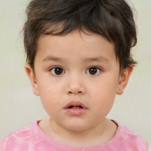 Neutral white child male with short  brown hair and brown eyes