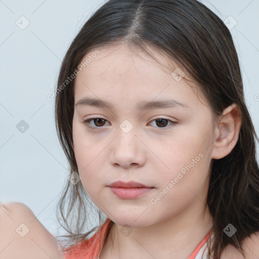 Neutral white child female with medium  brown hair and brown eyes