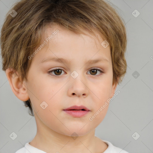 Neutral white child male with short  brown hair and brown eyes