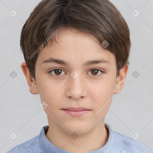 Neutral white child male with short  brown hair and brown eyes