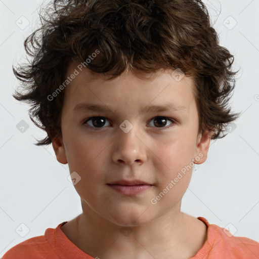 Neutral white child male with short  brown hair and brown eyes