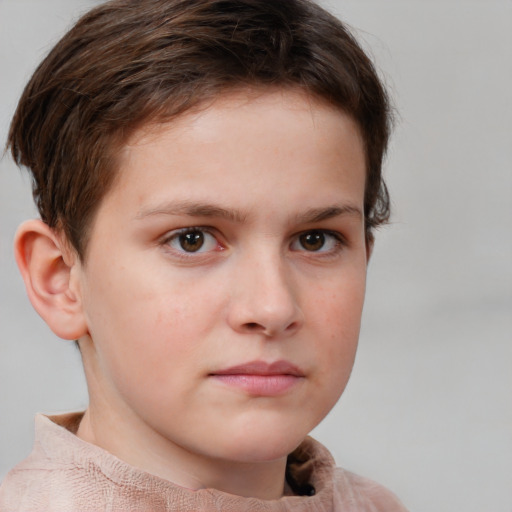 Neutral white child male with short  brown hair and brown eyes