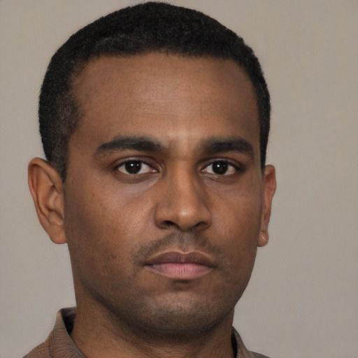 Neutral latino young-adult male with short  brown hair and brown eyes
