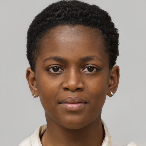 Neutral black child female with short  brown hair and brown eyes