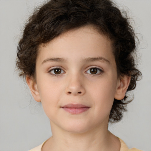 Neutral white child female with medium  brown hair and brown eyes