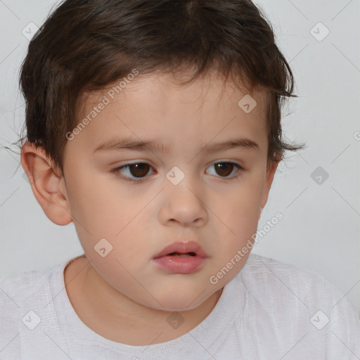 Neutral white child male with short  brown hair and brown eyes