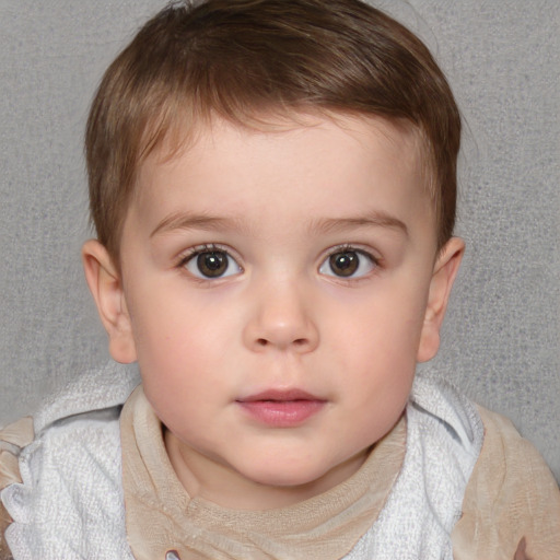 Neutral white child male with short  brown hair and blue eyes