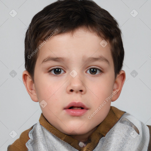 Neutral white child male with short  brown hair and brown eyes