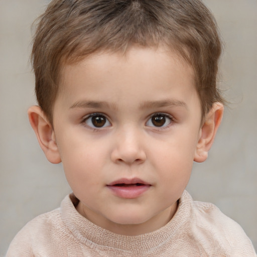 Neutral white child male with short  brown hair and brown eyes