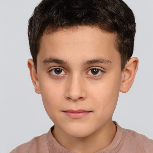 Neutral white child male with short  brown hair and brown eyes