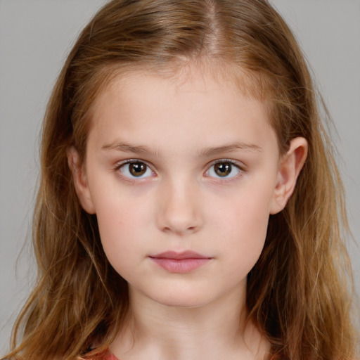 Neutral white child female with medium  brown hair and brown eyes