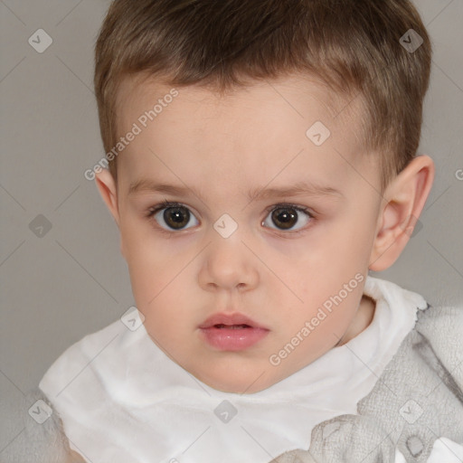 Neutral white child male with short  brown hair and brown eyes