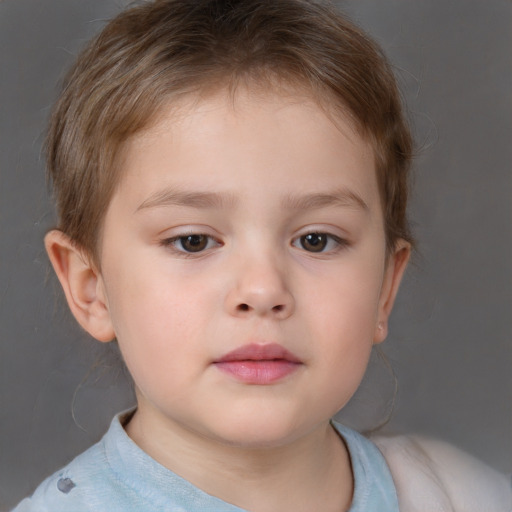 Neutral white child female with short  brown hair and brown eyes