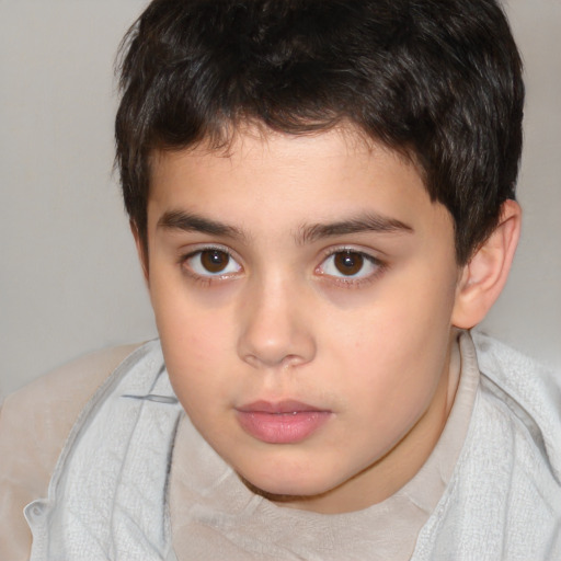 Neutral white child male with short  brown hair and brown eyes