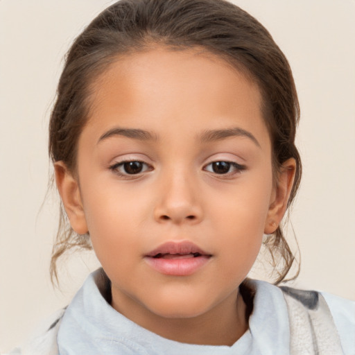 Neutral white child female with medium  brown hair and brown eyes