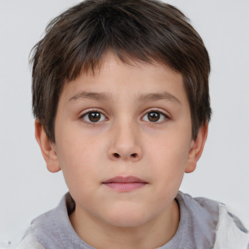 Neutral white child male with short  brown hair and brown eyes