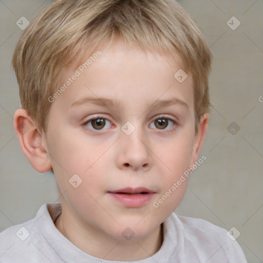 Neutral white child male with short  brown hair and brown eyes