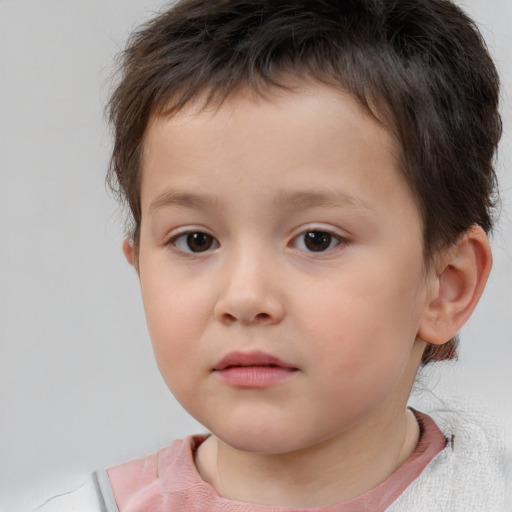 Neutral white child male with short  brown hair and brown eyes