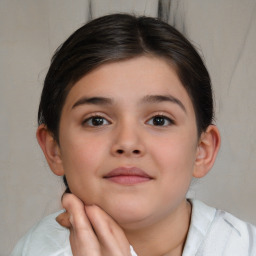 Neutral white child female with short  brown hair and brown eyes