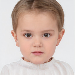 Neutral white child female with short  brown hair and brown eyes