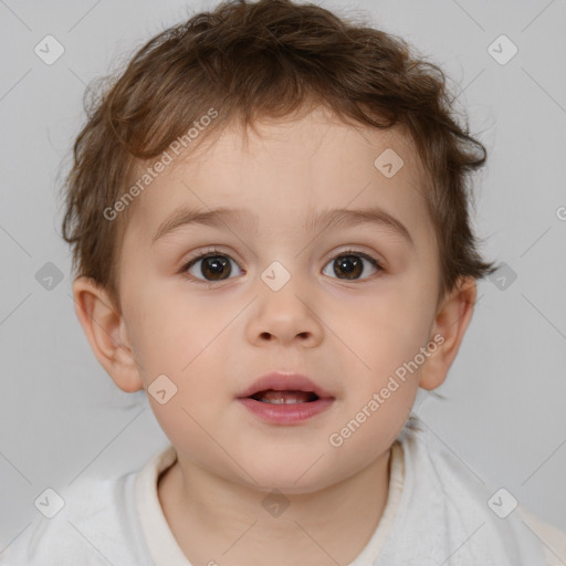 Neutral white child male with short  brown hair and brown eyes