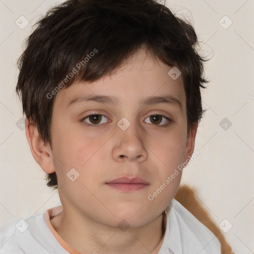 Neutral white child male with short  brown hair and brown eyes