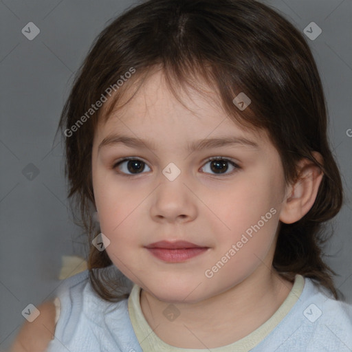 Neutral white child female with medium  brown hair and brown eyes