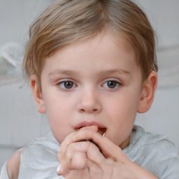 Neutral white child female with short  brown hair and brown eyes