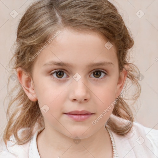 Neutral white child female with medium  brown hair and brown eyes