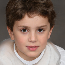 Neutral white child male with short  brown hair and brown eyes