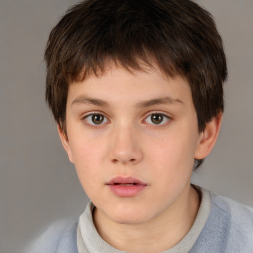 Neutral white child male with short  brown hair and brown eyes