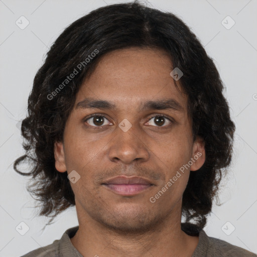 Neutral black young-adult male with short  brown hair and brown eyes