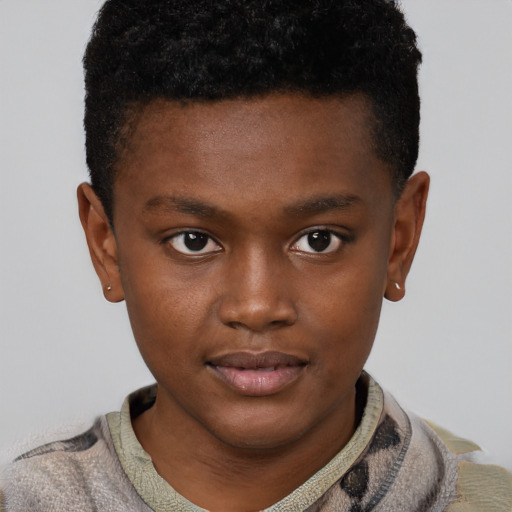 Neutral black young-adult male with short  brown hair and brown eyes