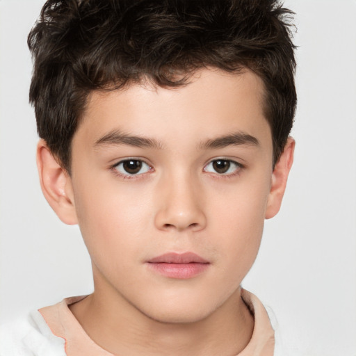 Neutral white child male with short  brown hair and brown eyes