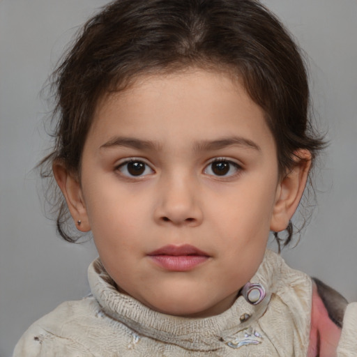 Neutral white child female with medium  brown hair and brown eyes