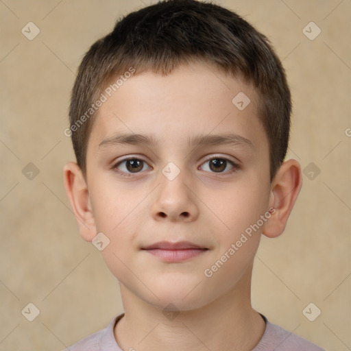 Neutral white child male with short  brown hair and brown eyes