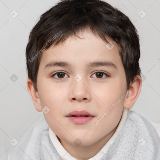 Neutral white child male with short  brown hair and brown eyes