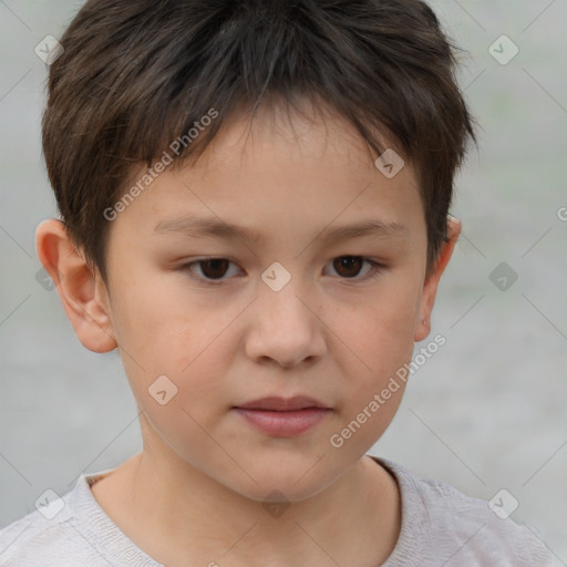 Neutral white child male with short  brown hair and brown eyes