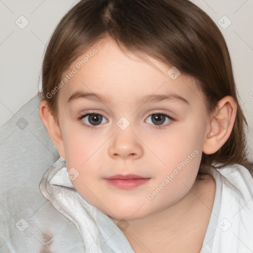 Neutral white child female with medium  brown hair and brown eyes