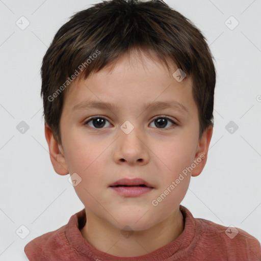 Neutral white child male with short  brown hair and brown eyes